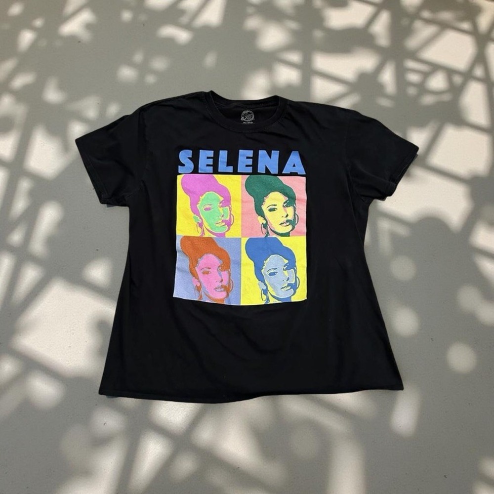 Selena Pop Art Graphic T Shirt Black Official Merchandise Tee Women's XL